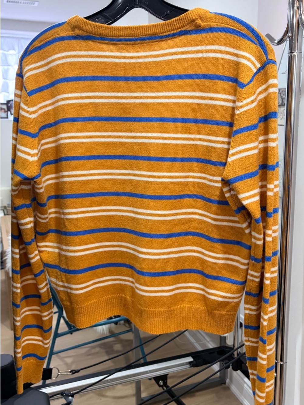 Bluenotes Mustard and Blue Striped Crewneck Sweater - Picture 2 of 3